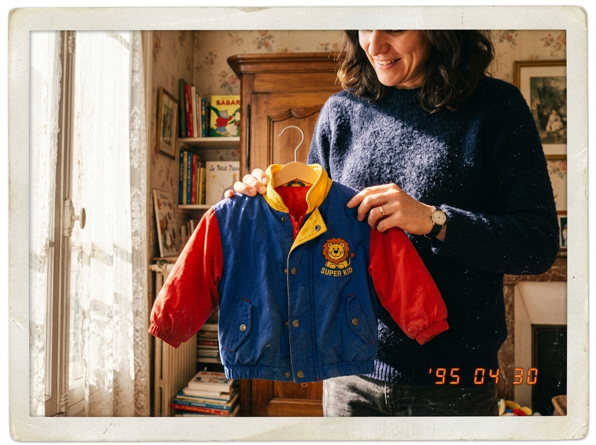 Étiquette intérieure vintage enfant Made in France 1992