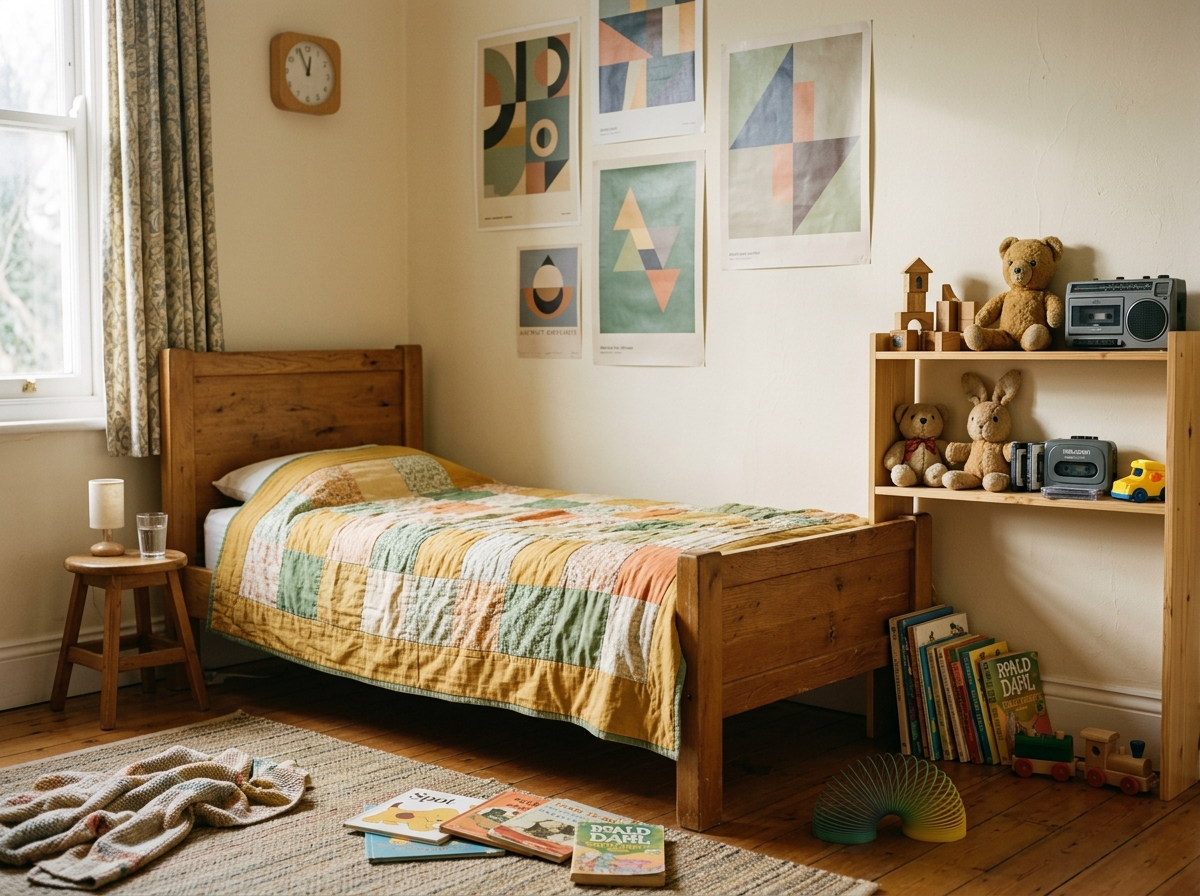 Chambre d'enfant aménagée style vintage 90s