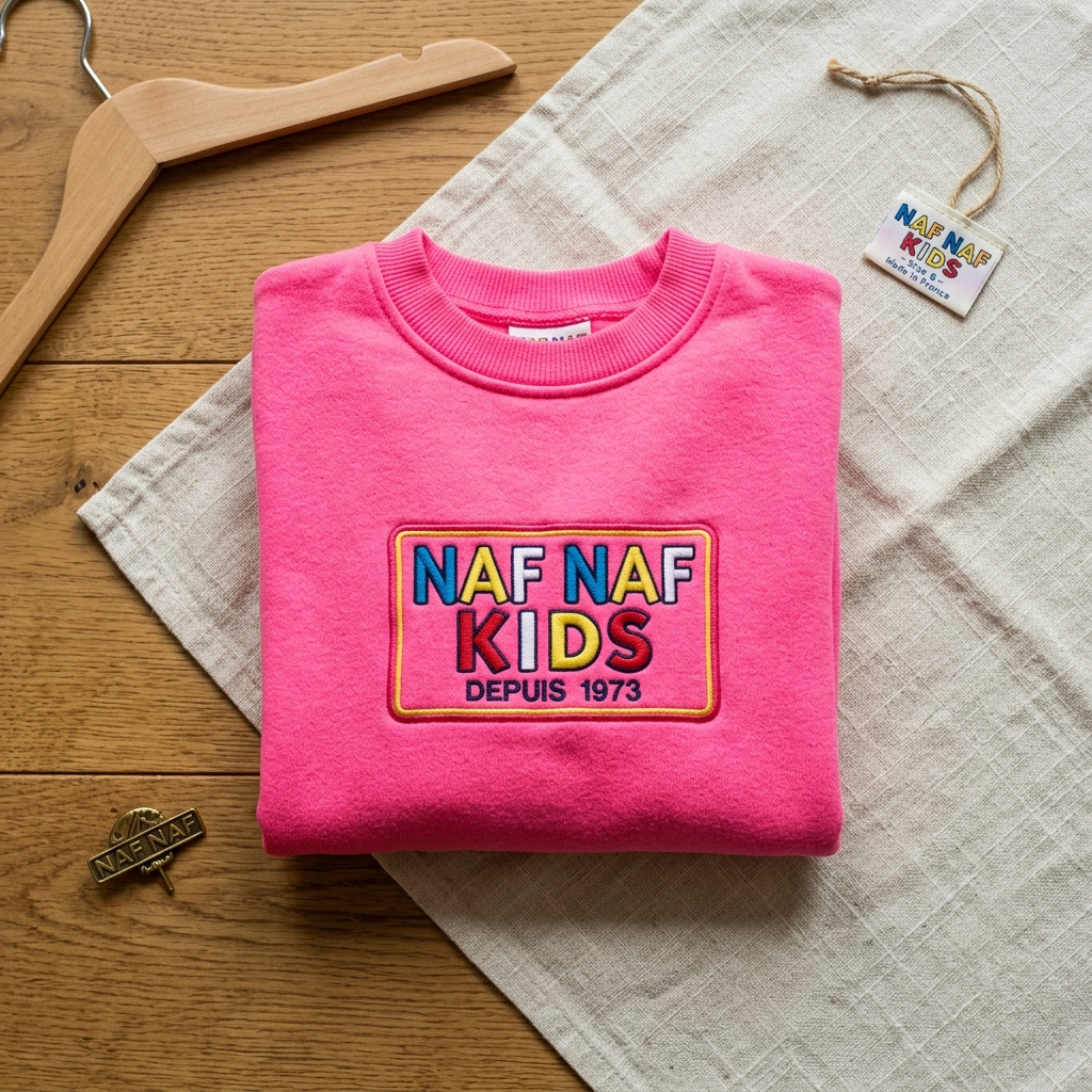 Sweat Naf Naf Kids rose fluo brodé
